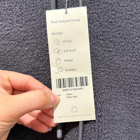 New Sweaty Betty Plush Drawstring Hoodie Medium M Urban Grey Layering Cozy Fall - Picture 3 of 13